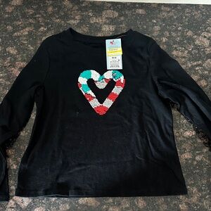 Cat & Jack Black Long Sleeve with Colorful Heart